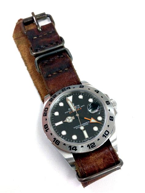 rolex explorer on leather strap|rolex explorer on nato strap.